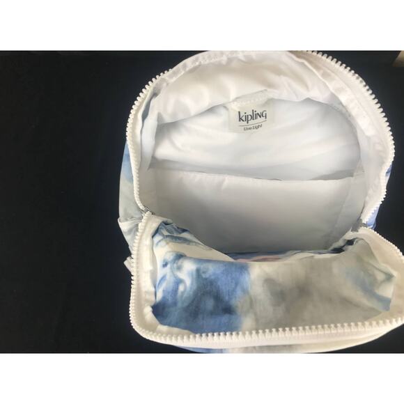 Kipling Tie Dye Pattern Backpack school book bag Blue/White/Gray New - Picture 11 of 12